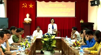 Ban Chỉ đạo các ngày lễ lớn tỉnh họp chuẩn bị tổ chức Lễ công bố thành lậpTP. Đồng Xoài. Ảnh: BPTV