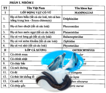 Danh mục và tiêu chí xác định loài thủy sản nguy cấp, quý, hiếm