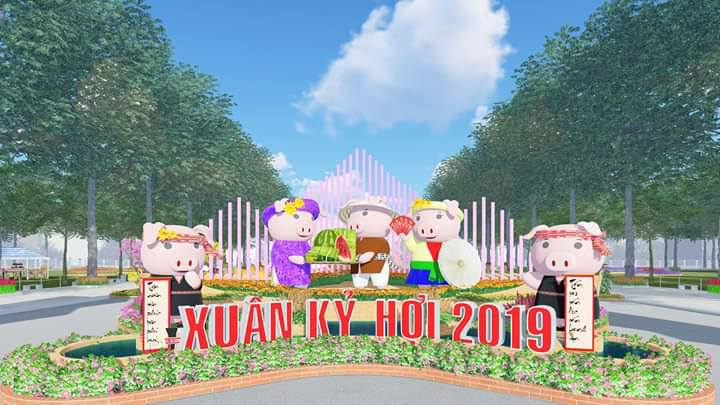 Mô hình đường hoa Xuân Kỷ Hợi 2019 (Nguồn ảnh www.dongxoai.gov.vn)